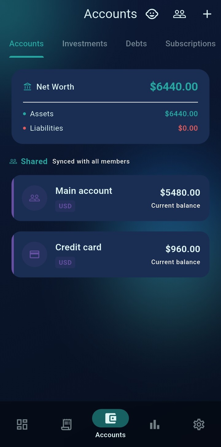 Счета и net worth