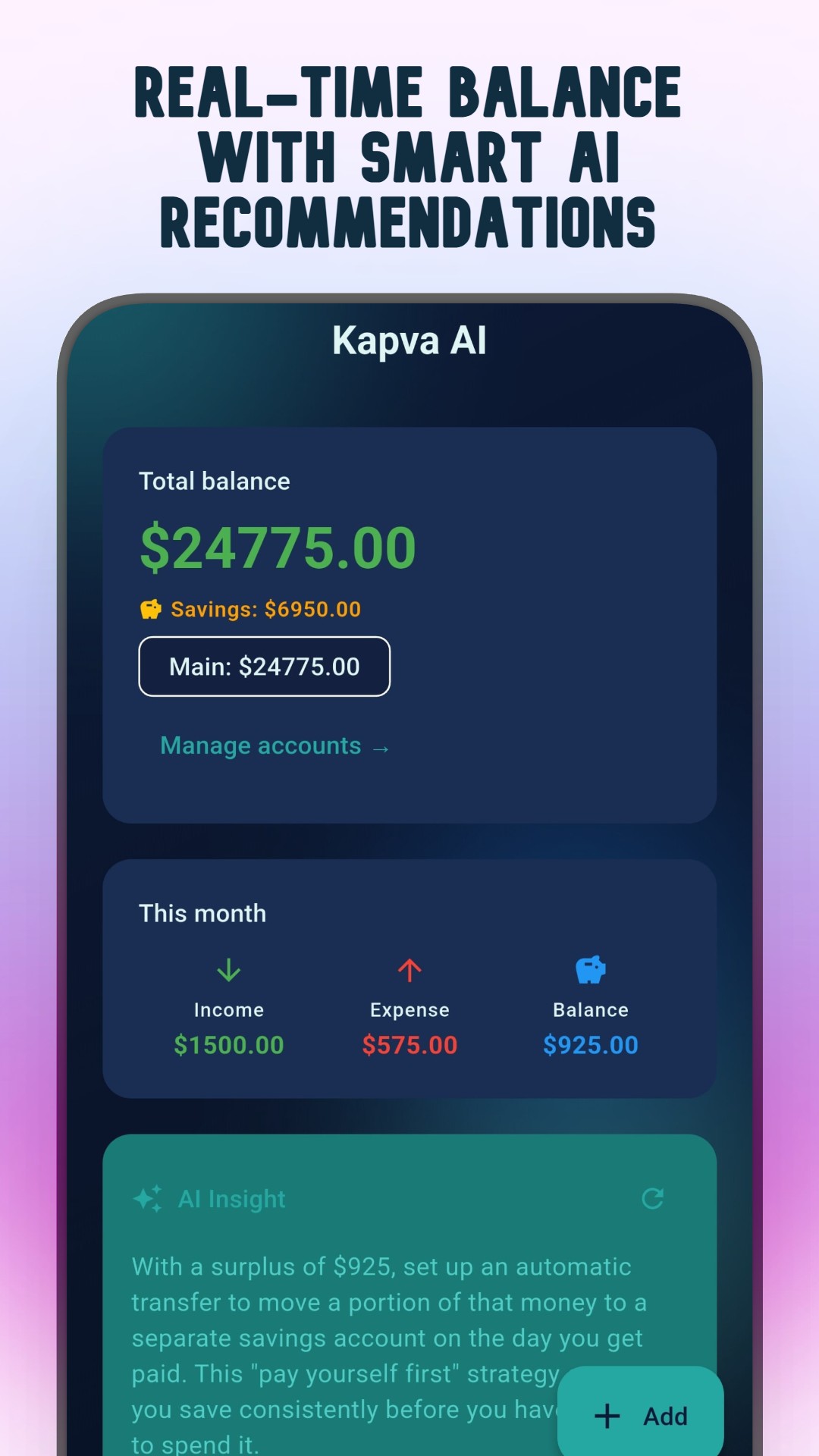 Dashboard with AI insights
